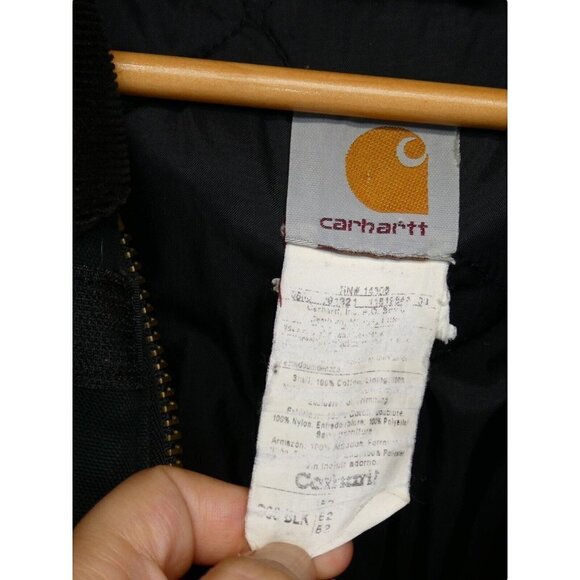 Vintage Carhartt C03  52 TALL Arctic Quilt Duck Canvas Black Work Jacket Coat - Picture 3 of 15